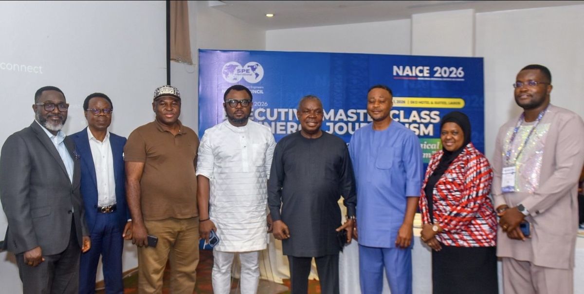 Sola Adebawo speaking at the SPE NAICE 2026 Executive Masterclass on Energy Journalism